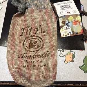 Tito's‎ Handmade Vodka Austin, Texas Collectible Burlap Patriotic Bag w/tag